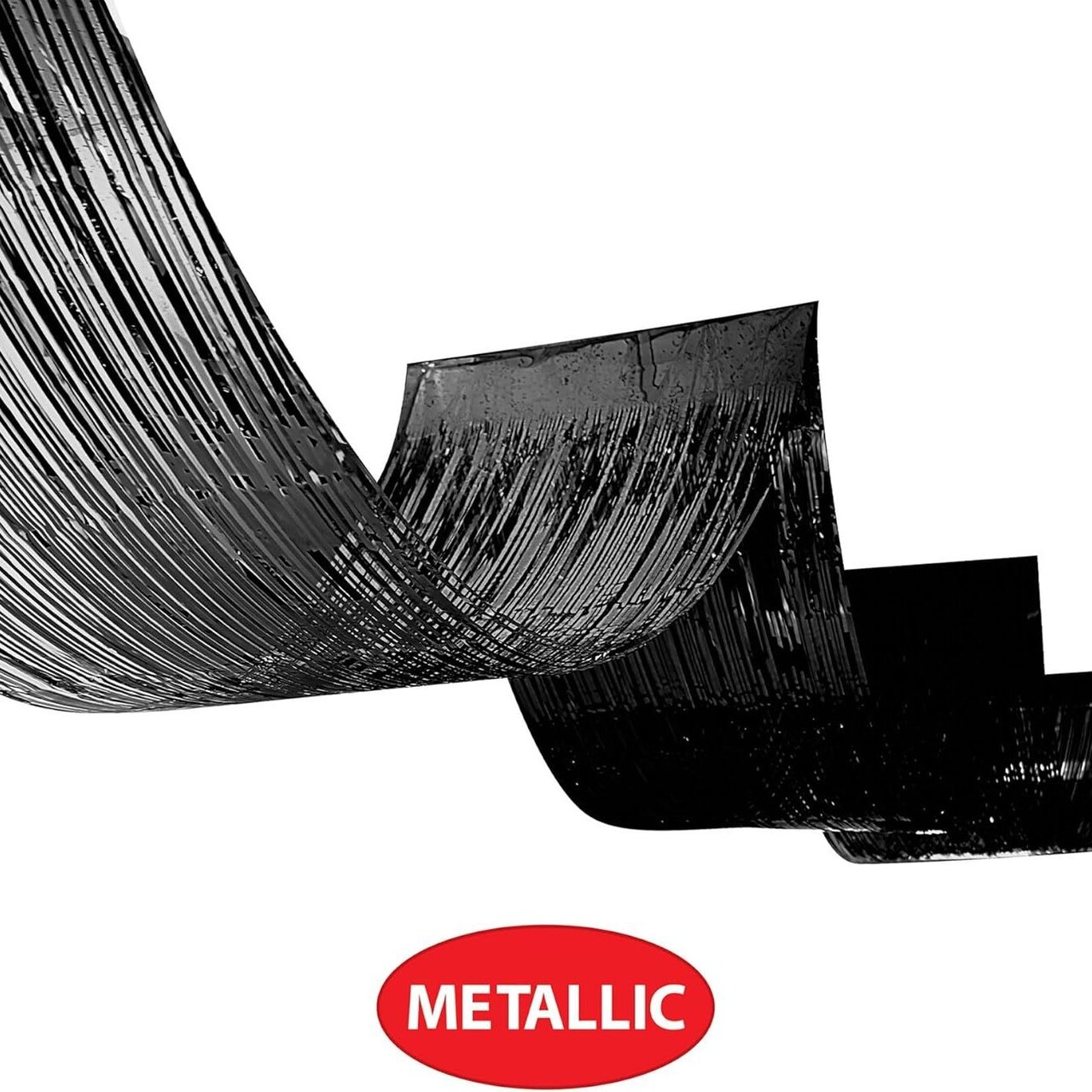 Edge Collections -19.5" x 16'-Black-Shiny Tinsel Ceiling Curtains for Festive Occasions-2 pcs